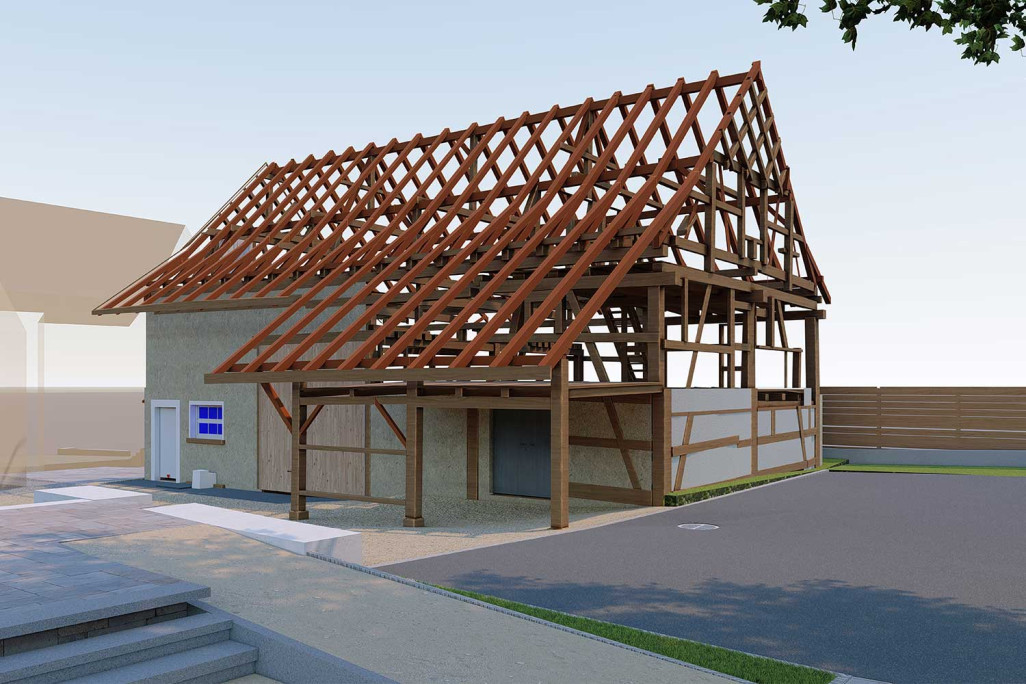 3D-Modellierung, Küblerscheune in Ossingen ZH, HMQ AG