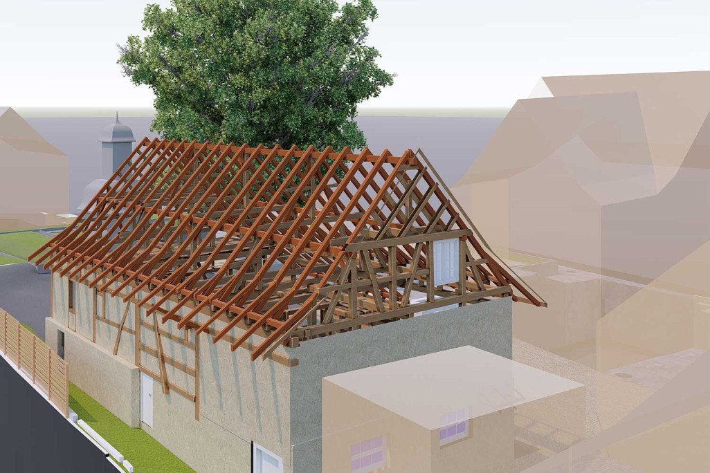3D-Riegelkonstruktion, Küblerscheune in Ossingen ZH, HMQ AG