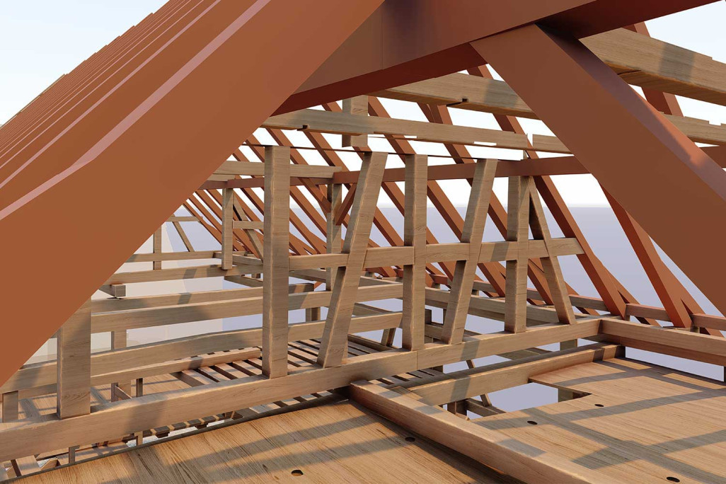 3D-Tragkonstruktion, Küblerscheune in Ossingen ZH, HMQ AG