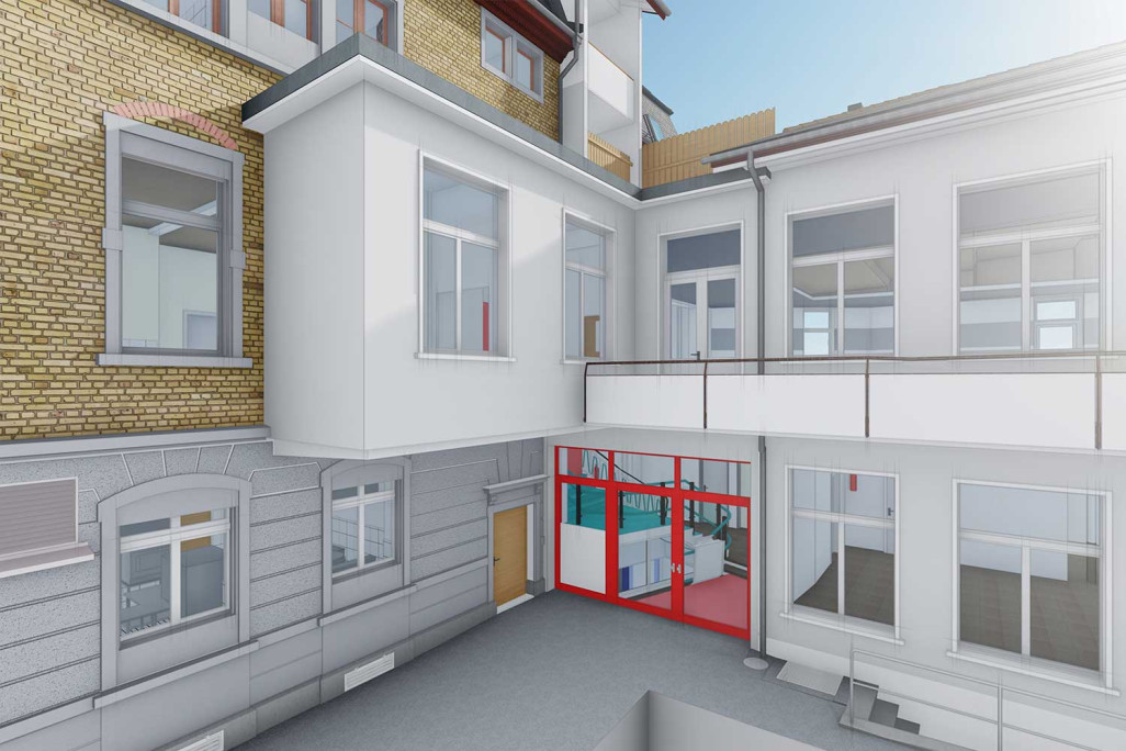 3D-CAD-Modell mit Textur aus Gebäudevermessung, HMQ AG