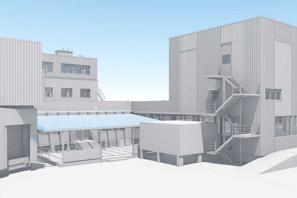 Industrie, 3D-CAD-Modell aus Gebäudevermessung, HMQ AG