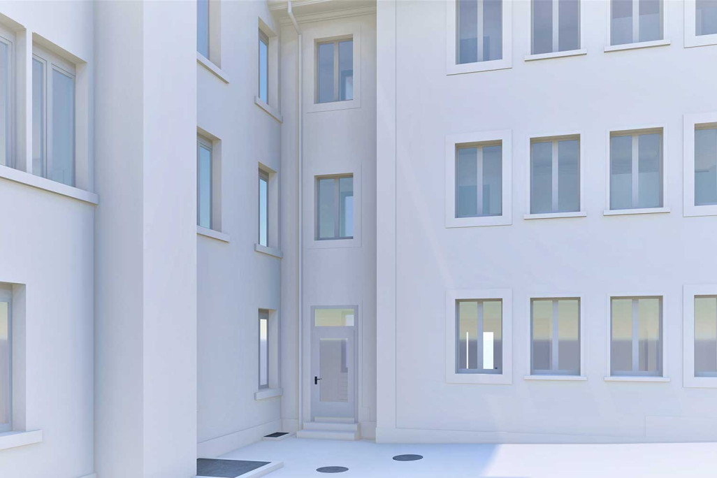 3D-Modell, Schulhaus in Grenchen, HMQ AG