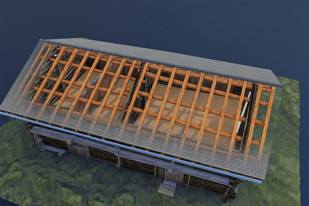 Avers GR, Gebäudeaufnahme, 3D-Aufsicht