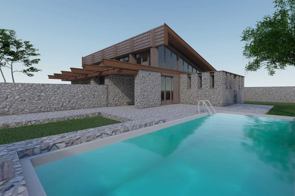 Gebäudeaufnahme im Tessin, 3D-Modell Ferienhaus, HMQ AG