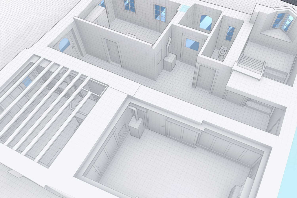 Bever in Graubünden, Gebäudeaufnahme 3D-Grundriss, HMQ AG
