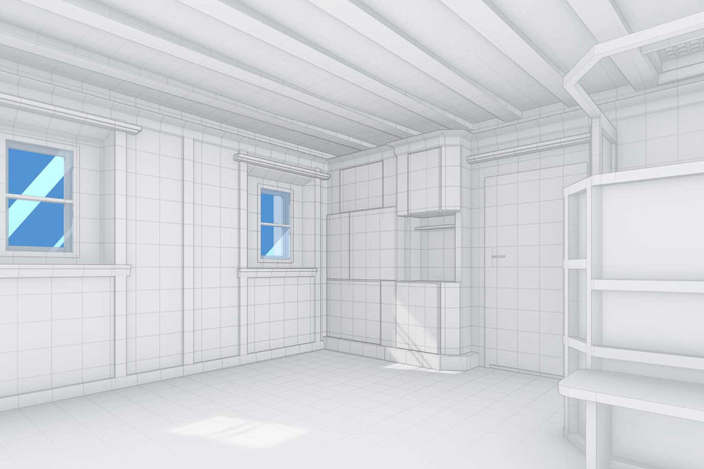 Bever in Graubünden, Gebäudeaufnahme 3D-Zimmer, HMQ AG