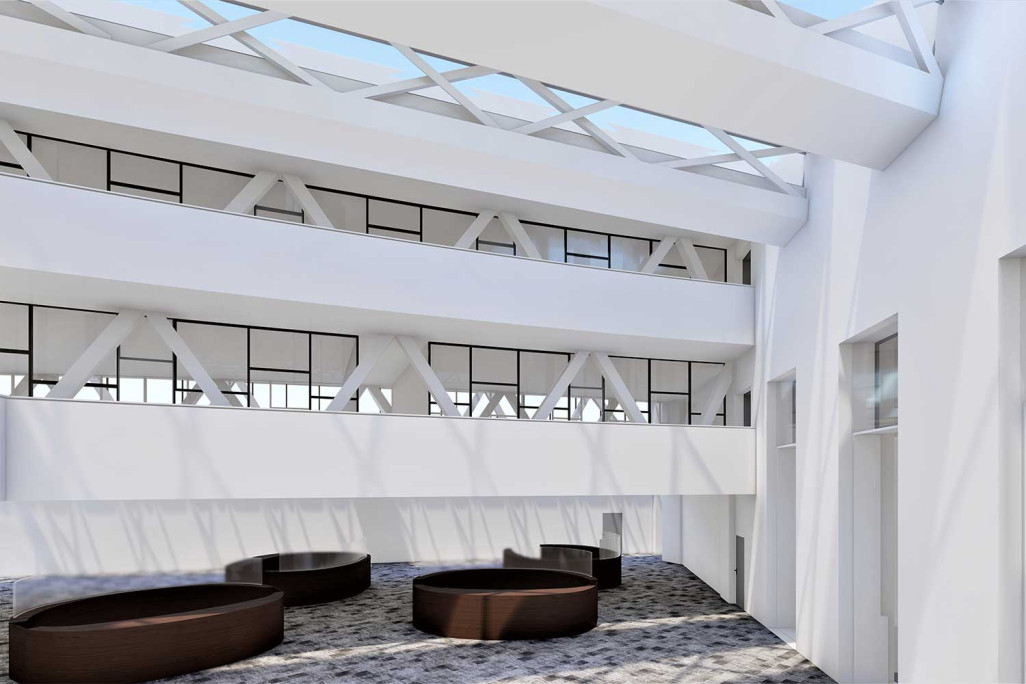 3D-Modell, Kundenhalle Graubündner Kantonalbank, HMQ AG