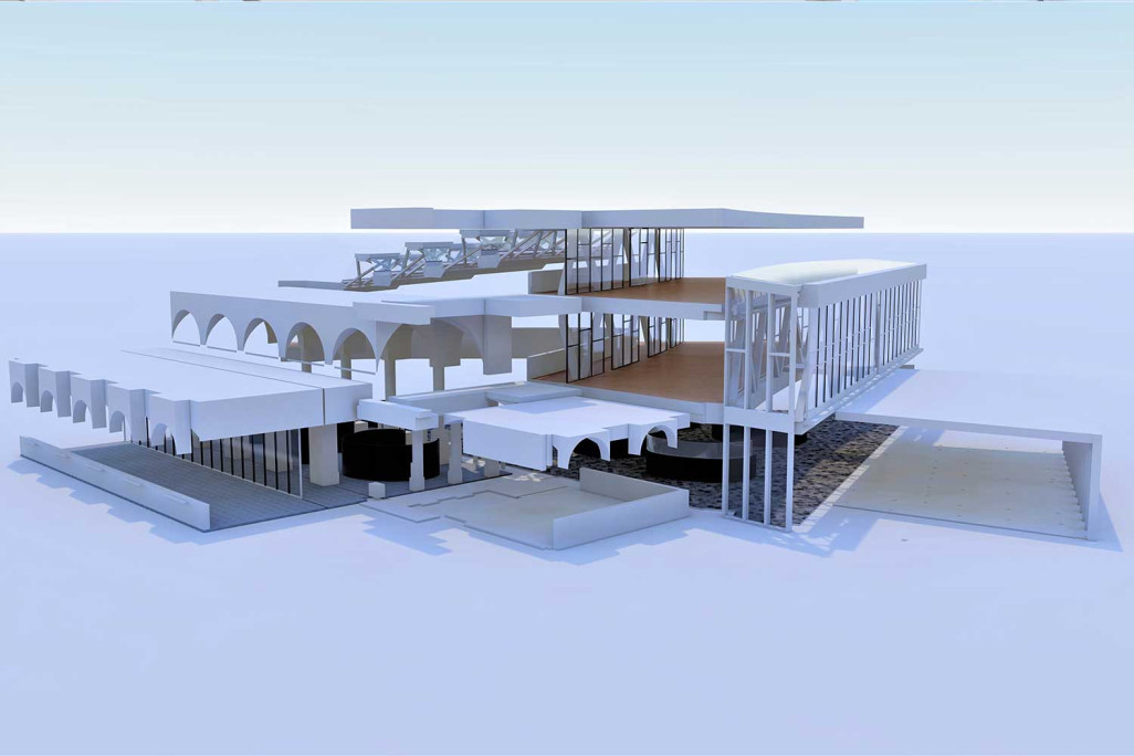 3D-Schnitt, Kundenhalle Graubündner Kantonalbank, HMQ AG