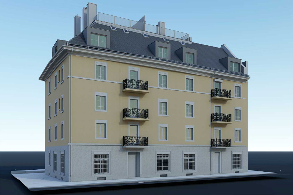 3D-Modell ArchiCAD aus Gebäudeaufnahme, HMQ AG