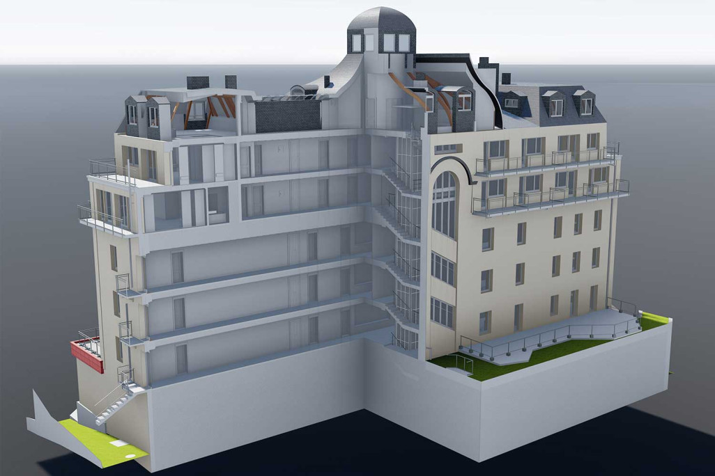 Zermatt, 3D-Modell Parkhotel Beau-Site, HMQ AG