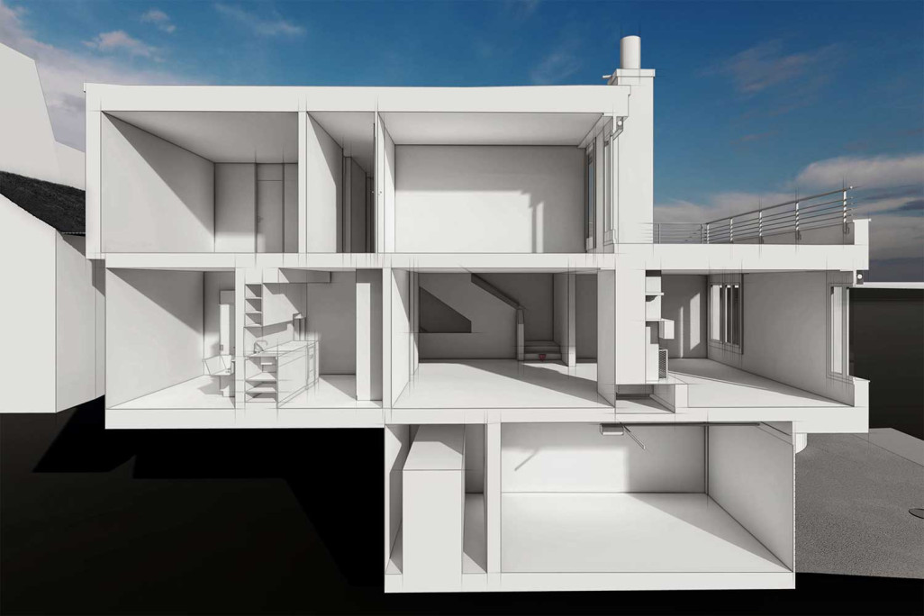 3D-Modell aus Gebäudeaufnahme, 3D-Querschnitt, HMQ AG