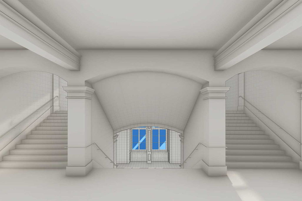 Zürich ZH, Militärkaserne, 3D-Modell Treppenhaus, HMQ AG
