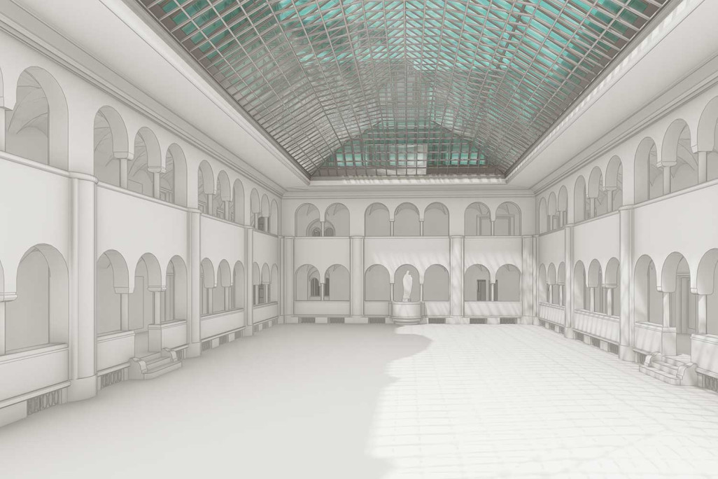 3D-Modell aus Gebäudeaufnahme, Theresianum Ingenbohl Atrium, HMQ AG