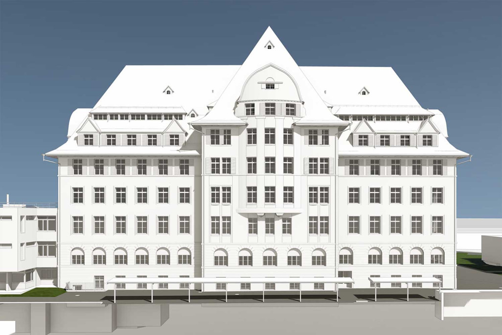 3D-Modell aus Gebäudeaufnahme, Theresianum Ingenbohl Schwyz, HMQ AG