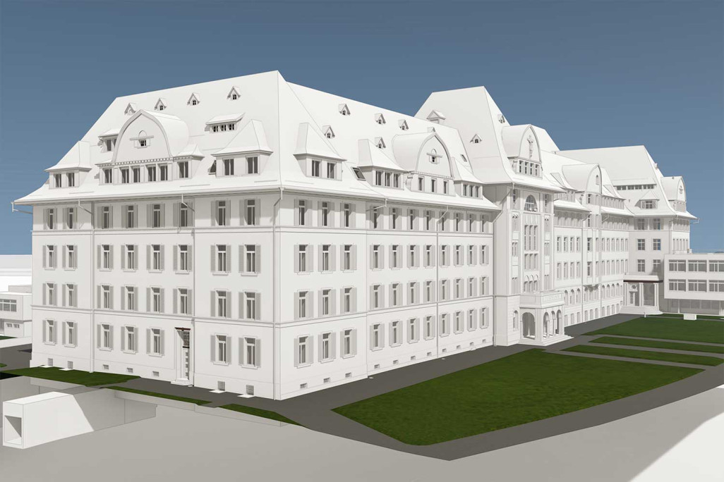 3D-Modell Gebäudevermessung, Theresianum Ingenbohl Schwyz, HMQ AG