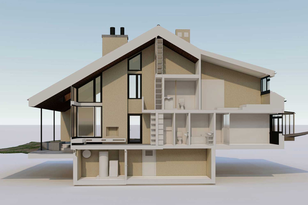 Greifensee ZH, Gebäudevermessung 3D-Schnitt, HMQ AG