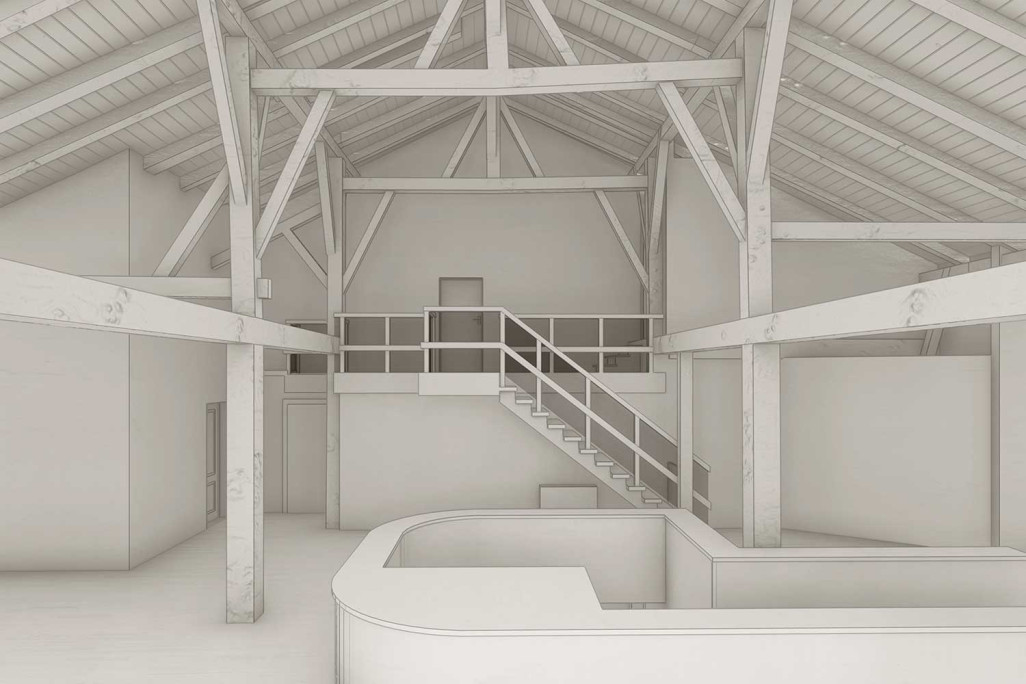 3D-Konstruktion, Bauernhaus im Jura, Gebäudeaufnahme, HMQ AG