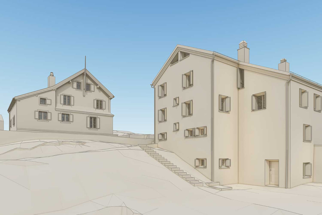 Saas-Grund VS, SAC Hütte Weissmies, 3D-BIM-Modell, HMQ AG