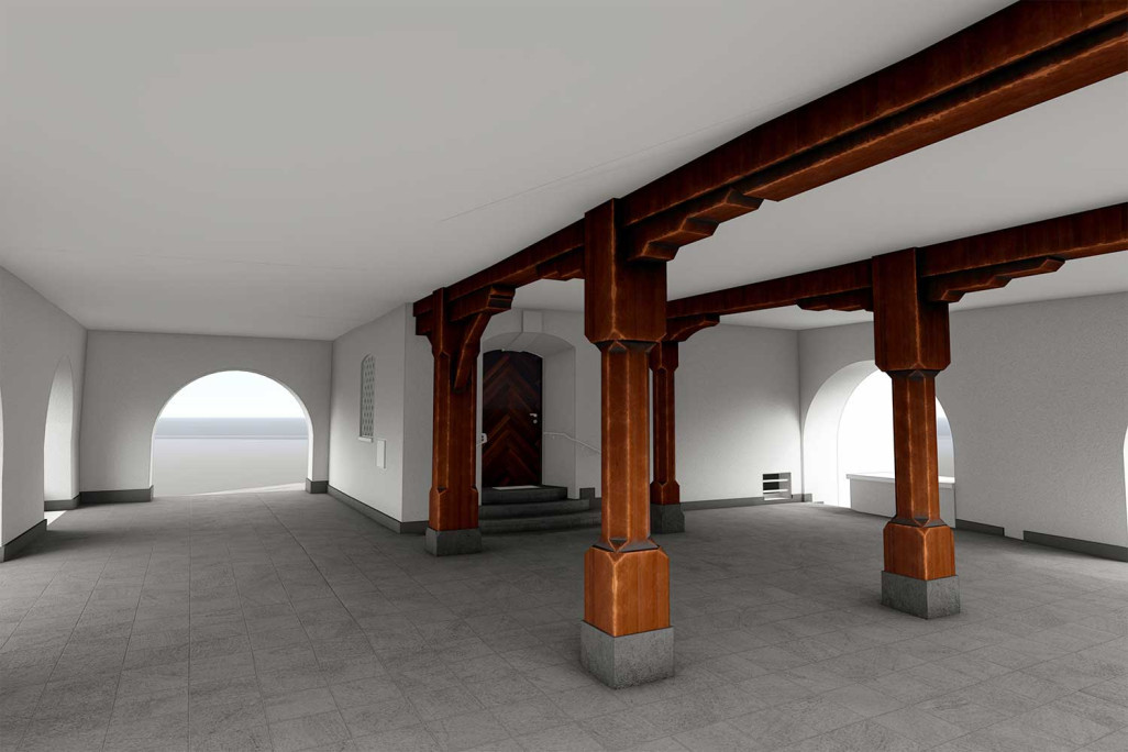 Berneck SG, Rathaus, Träger/Stützen 3D, HMQ AG
