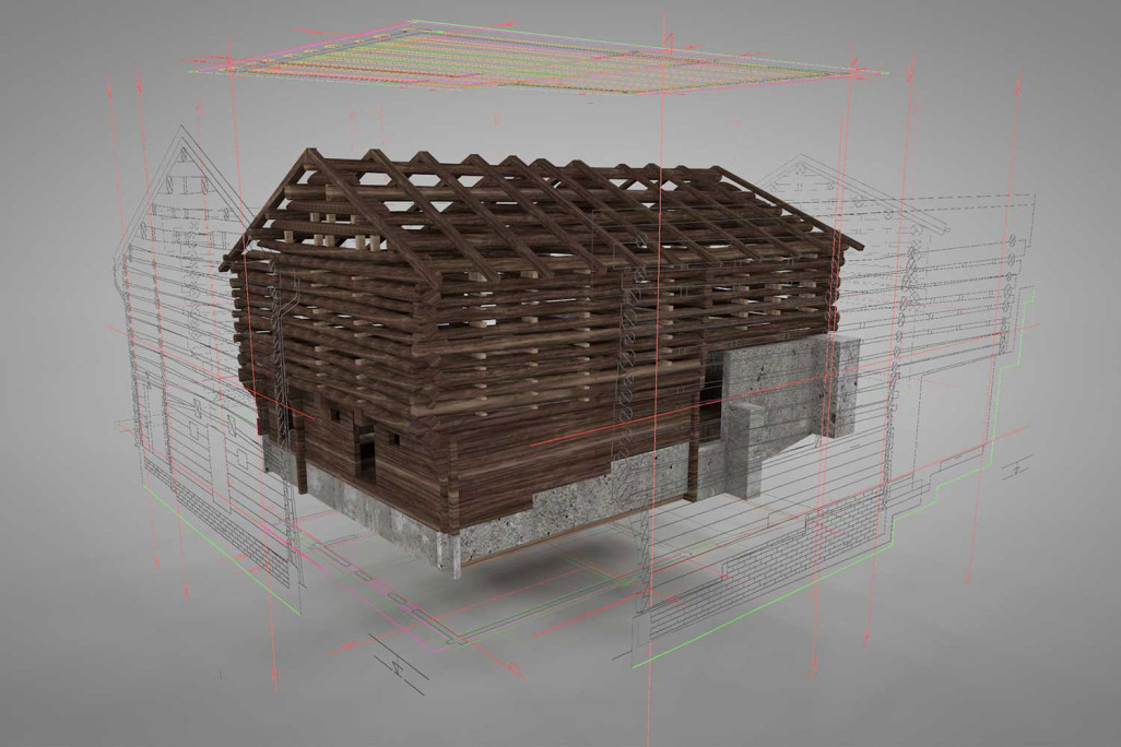 Heustall 3D-Modell Geometrie, HMQ AG