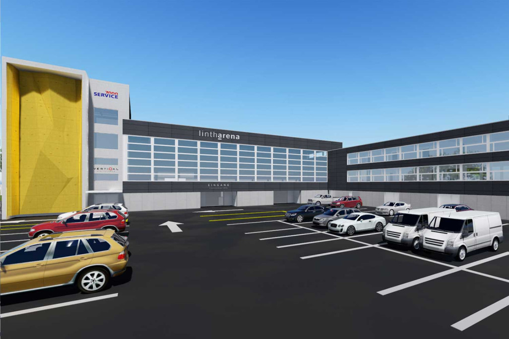 Näfels GL, Sportzentrum Lintharena, 3D-Modell aus Vermessung, HMQ AG