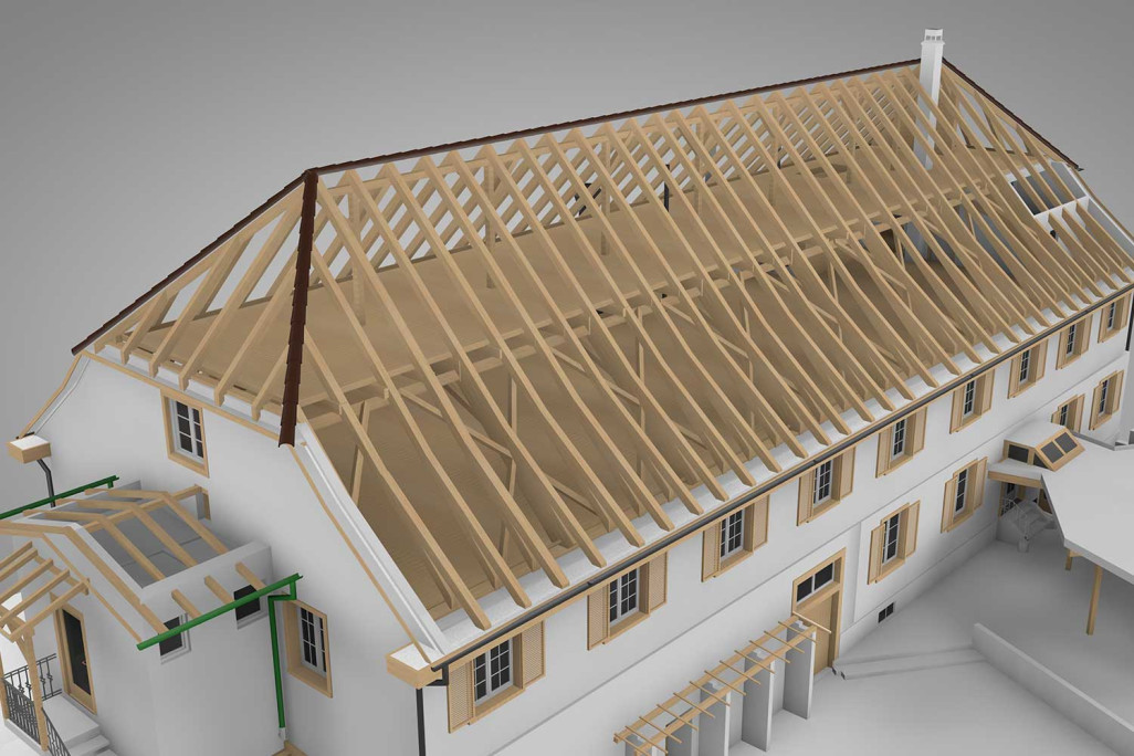 3D-Modell von einem Dachstock in ArchiCAD, HMQ AG