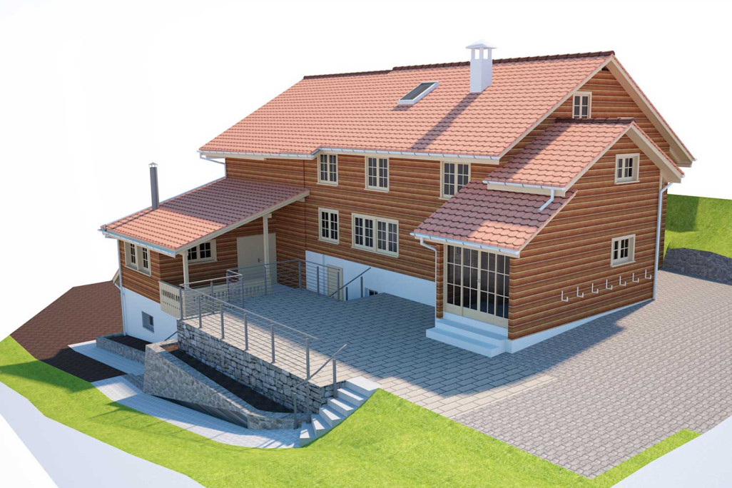 3D-Modell ArchiCAD, Bauernhaus, HMQ AG