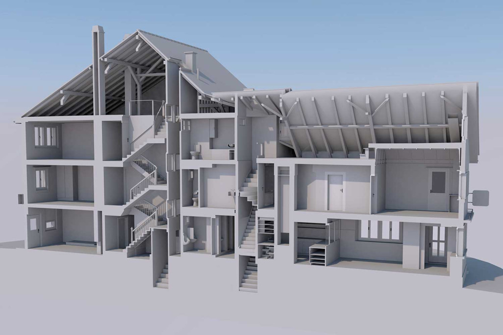 3D-CAD-Modell, aus Gebäudeaufnahme, HMQ AG