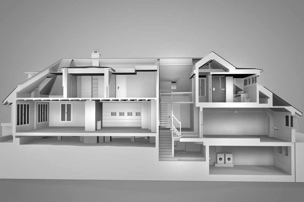 3D-CAD Gebäudeschnitt 3D-Modell, HMQ AG