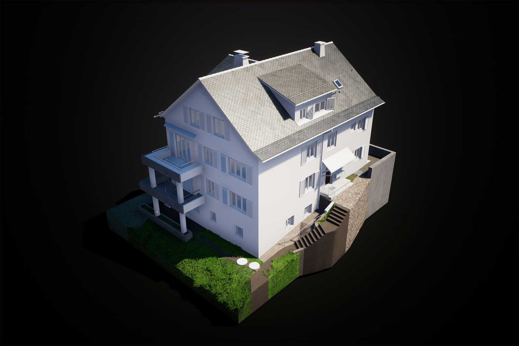 3D-Modell von einem Mehrfamilienhaus in Kilchberg, HMQ AG