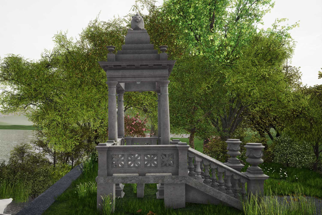 Löwenpavillon, 3D-Modell mit Umgebung, HMQ AG