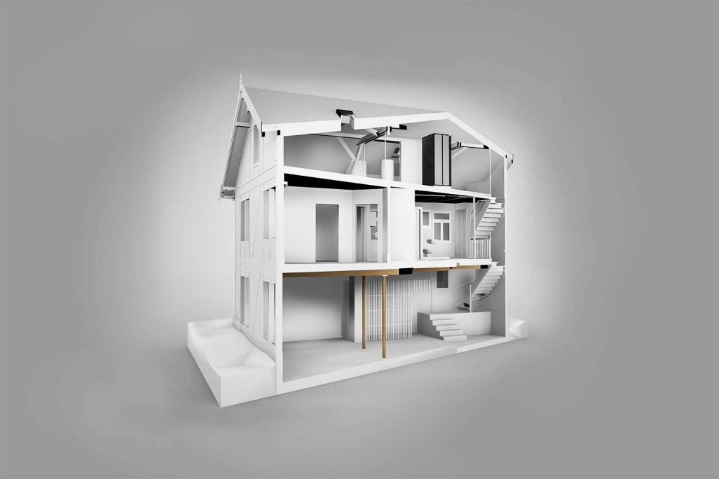 3D-CAD-Modell, 3D-Gebäudeschnitt, HMQ AG