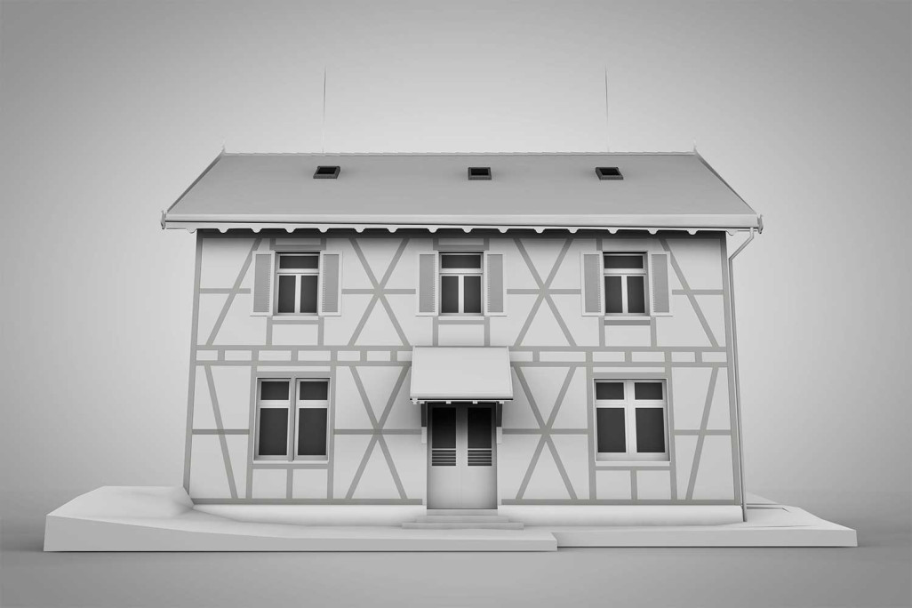 Riegelhaus in Zollikon, 3D-Modell, HMQ AG