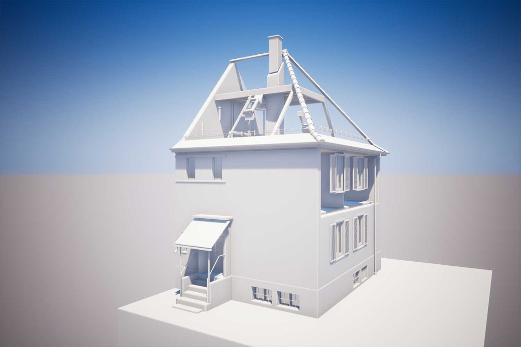 Zürich, 3D-Modell mit Dachaufbau, HMQ AG