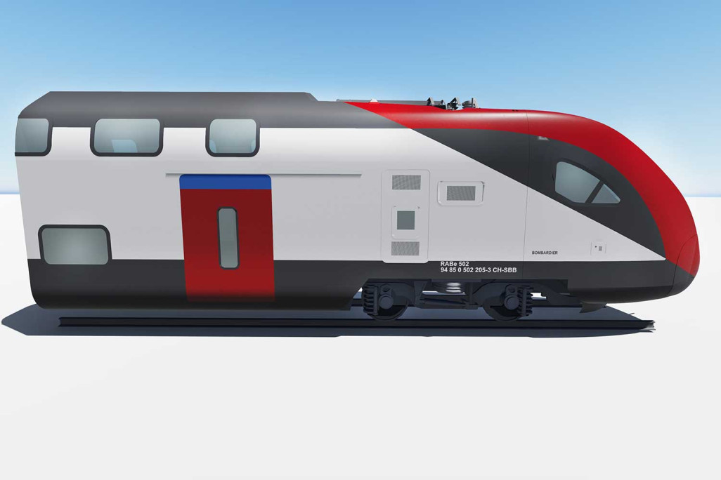Zugfront Bombardier, 3D-CAD-Modell, HMQ AG
