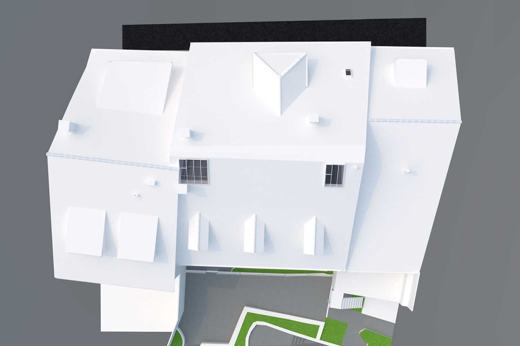 Dachaufsicht von einem 3D-Modell, HMQ AG