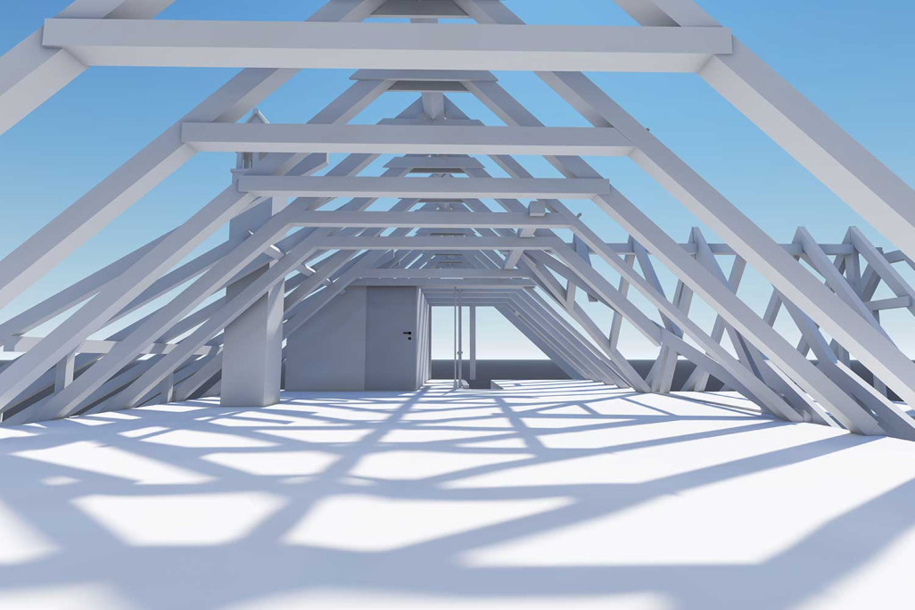 Geometrisches 3D-Modell im Dachstock, HMQ AG