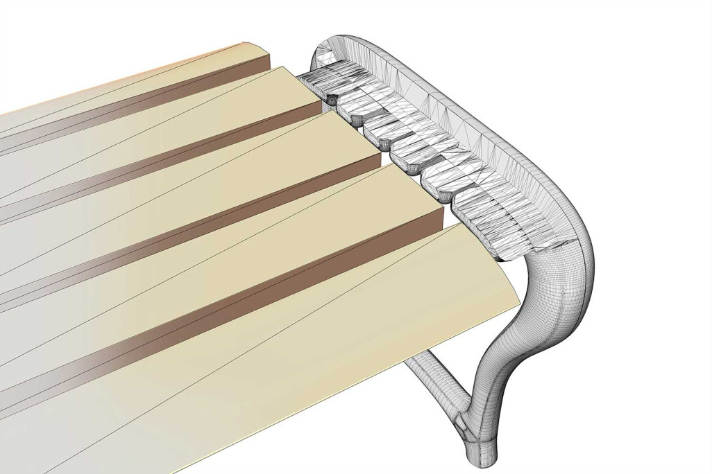 3D-Modell, Sitzbank Element ohne Rückenlehne, HMQ AG