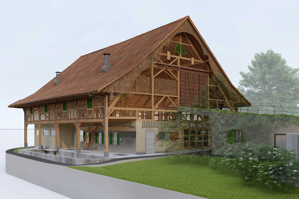 Scheune, 3D-Modellierung aus Gebäudeaufnahme, HMQ AG