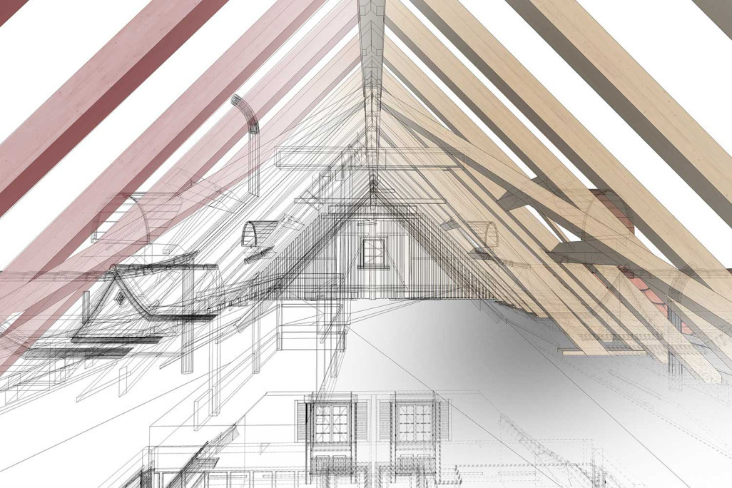 3D-CAD Dachstock mit Dachkonstruktion, HMQ AG