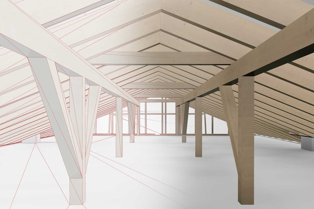 3D-Modellierung Dachstock mit Tragkonstruktion, HMQ AG