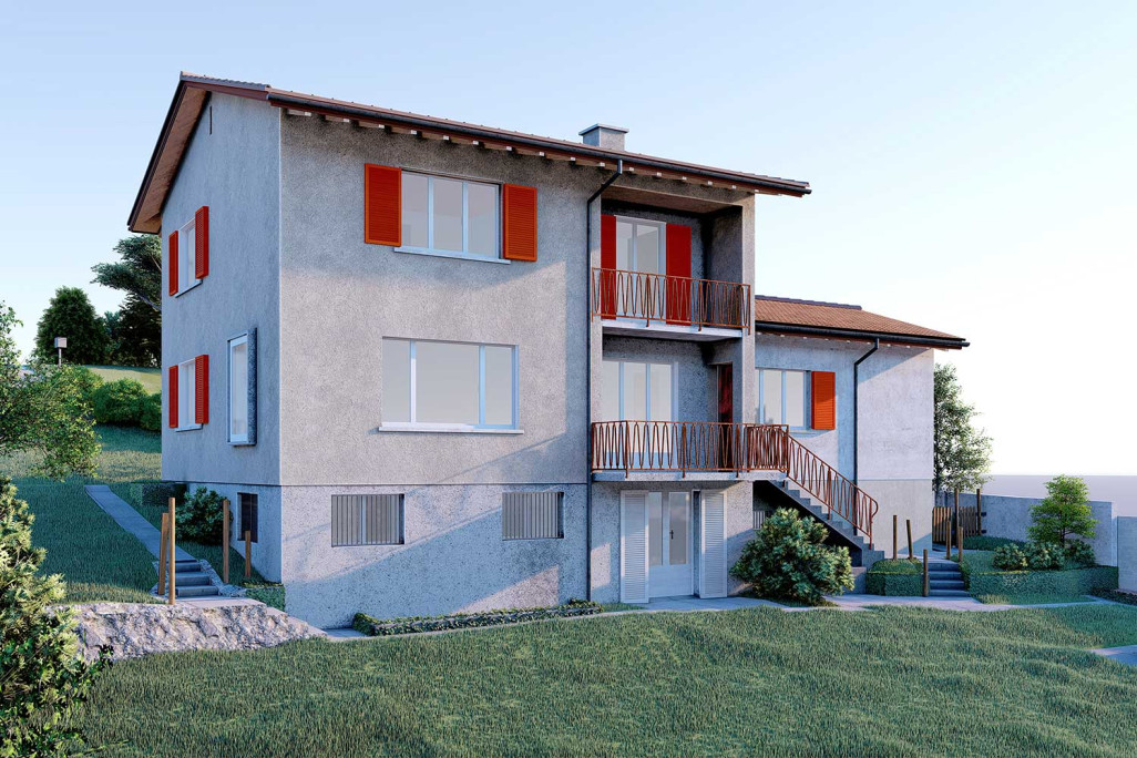 3D-CAD-Modell von einem Einfamilienhaus, HMQ AG
