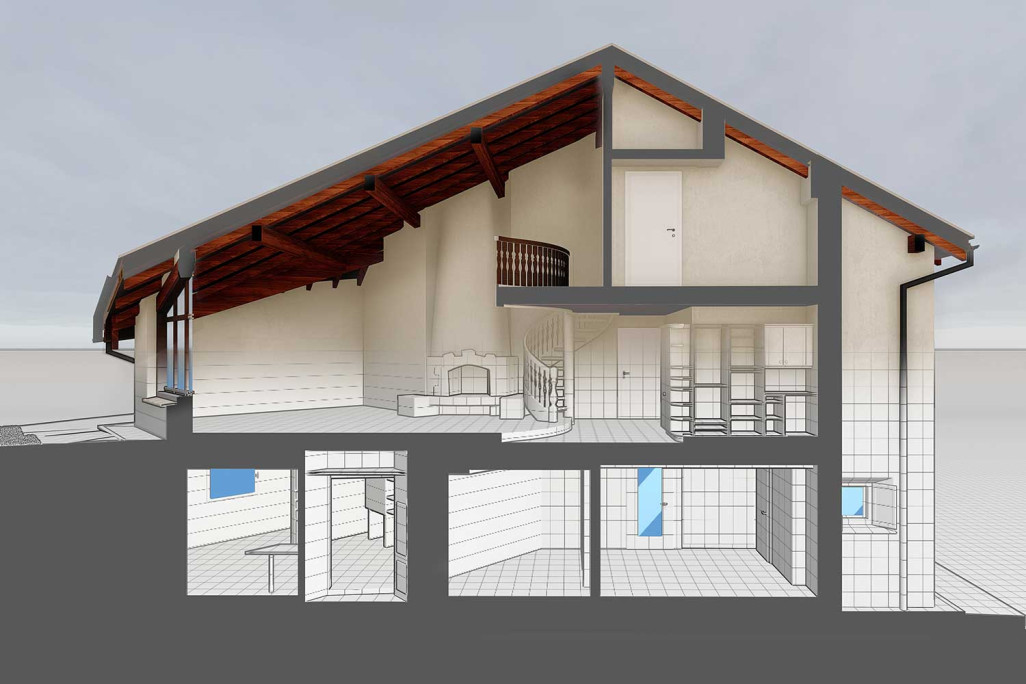 3D-Model, Gebäudeschnitt, HMQ AG