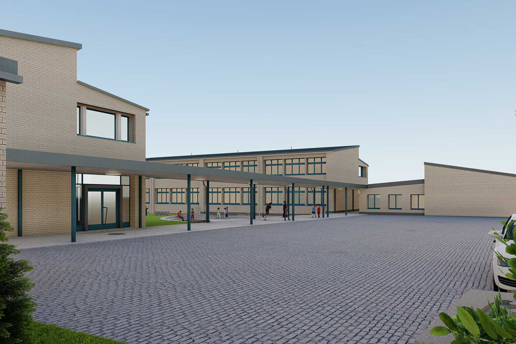 3D-Modell aus Punktwolke, Schulanlage Erlen in Glarus GL, HMQ AG