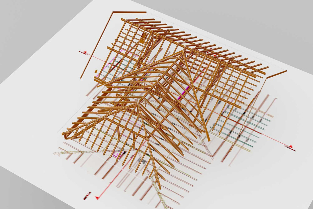 3D-Modell, Dachkonstruktion, HMQ AG