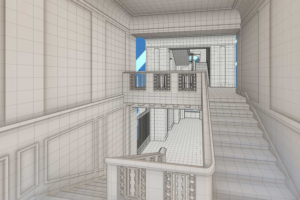 3D-Modeling, Treppenhaus, HMQ AG