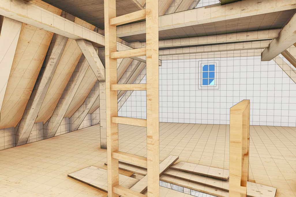 3D-Pointcloud to BIM, 3D-Dachkonstruktion, Gebäudeaufnahme, HMQ AG