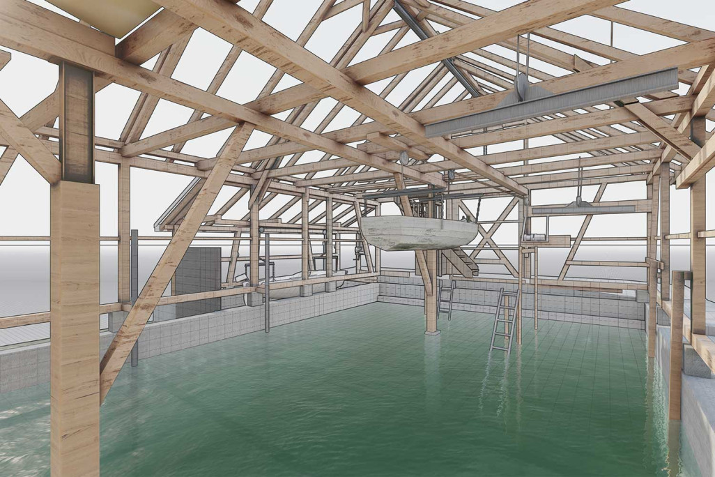 Oberägeri ZG, 3D-Konstruktion Bootshaus, HMQ AG