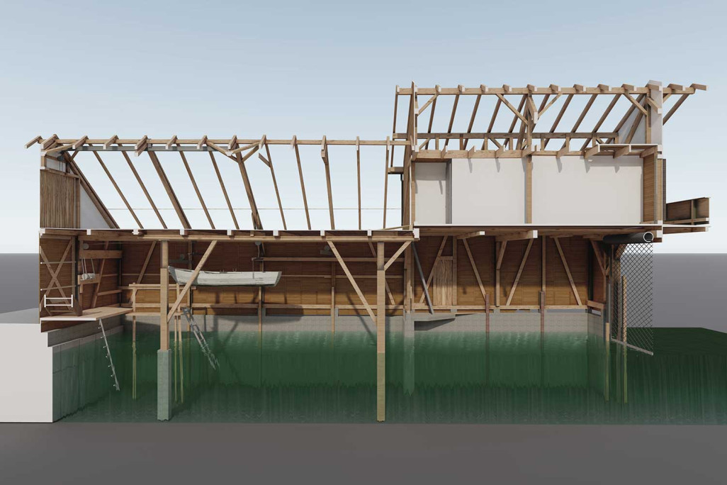 Oberägeri ZG, 3D-Schnitt Bootshaus, HMQ AG