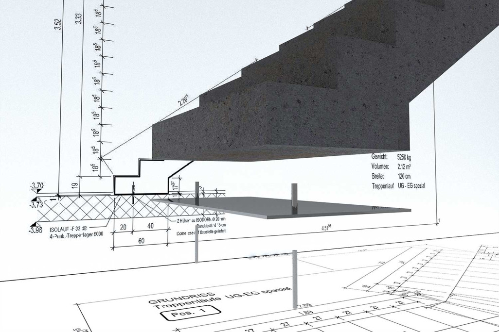 3D-Treppenelement aus 2D-Plan, HMQ AG